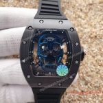 Replica Richard Mille RM 052 Watch Rose Gold Black Case polished Blue Skull rubber